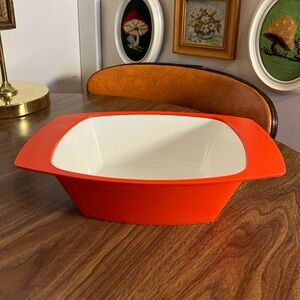 Vintage Mid-Century Orange Melamine Serving Dish (No Lid)